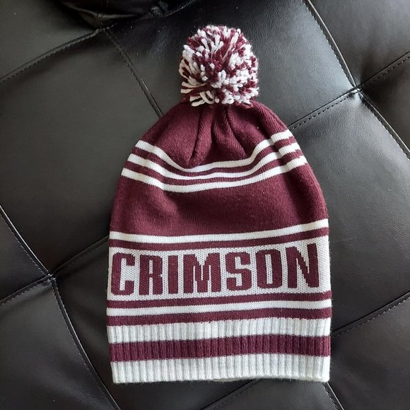 VINTAGE Adidas Harvard Crimson University beanie with Pom Pom Classic School Hat - Picture 2 of 7